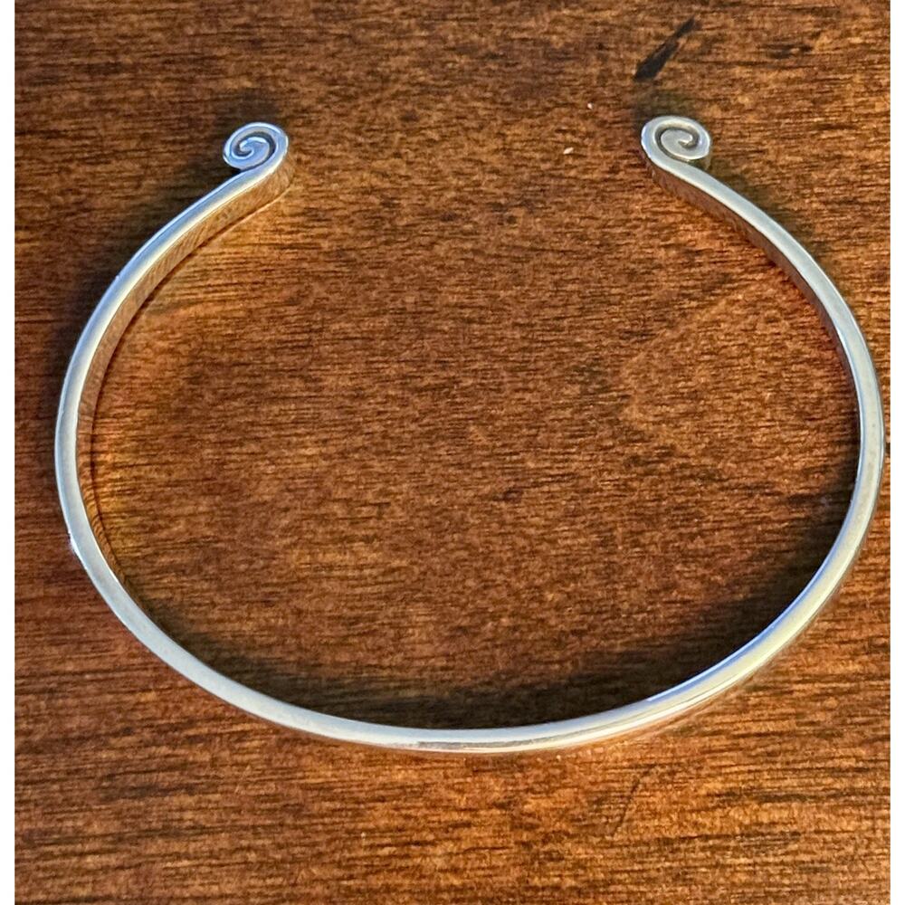 Retired James Avery Sterling Silver Greek Scroll Cuff Bangle Bracelet